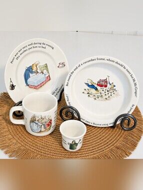 Authentic Vintage Wedgwood Peter Rabbit Child's 4-Pc Set England Factory